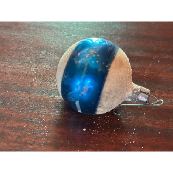 Vintage Mercury Glass Concave Christmas Ornaments in Blue Set of 2 - Picture 8 of 12